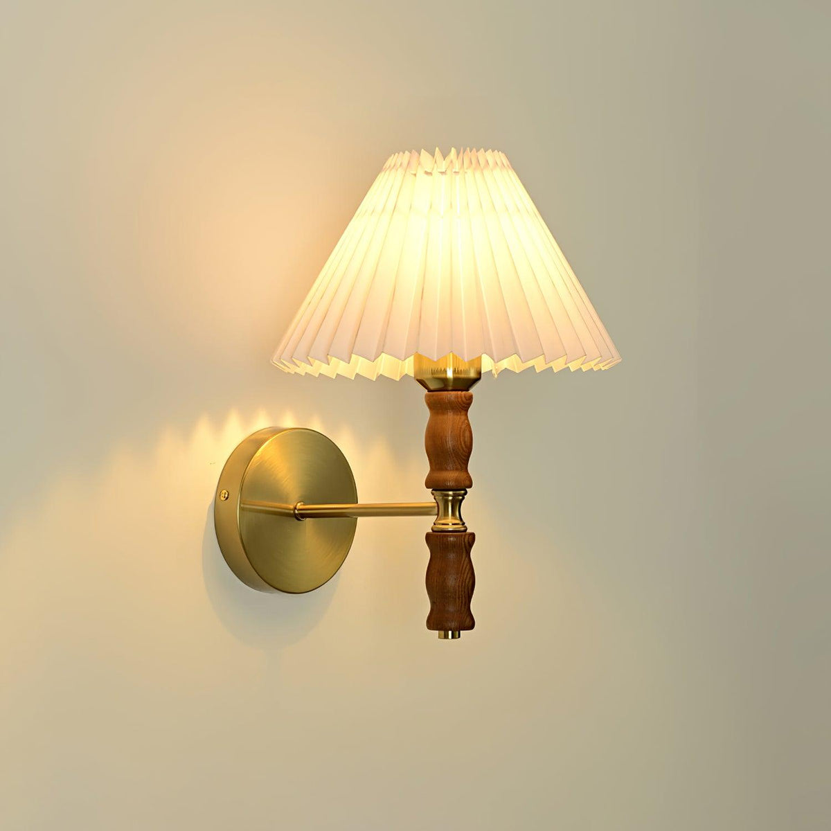 Pleated Walnut Lamp bracket Wall Light, Hardwired Wall Sconce, detail 22