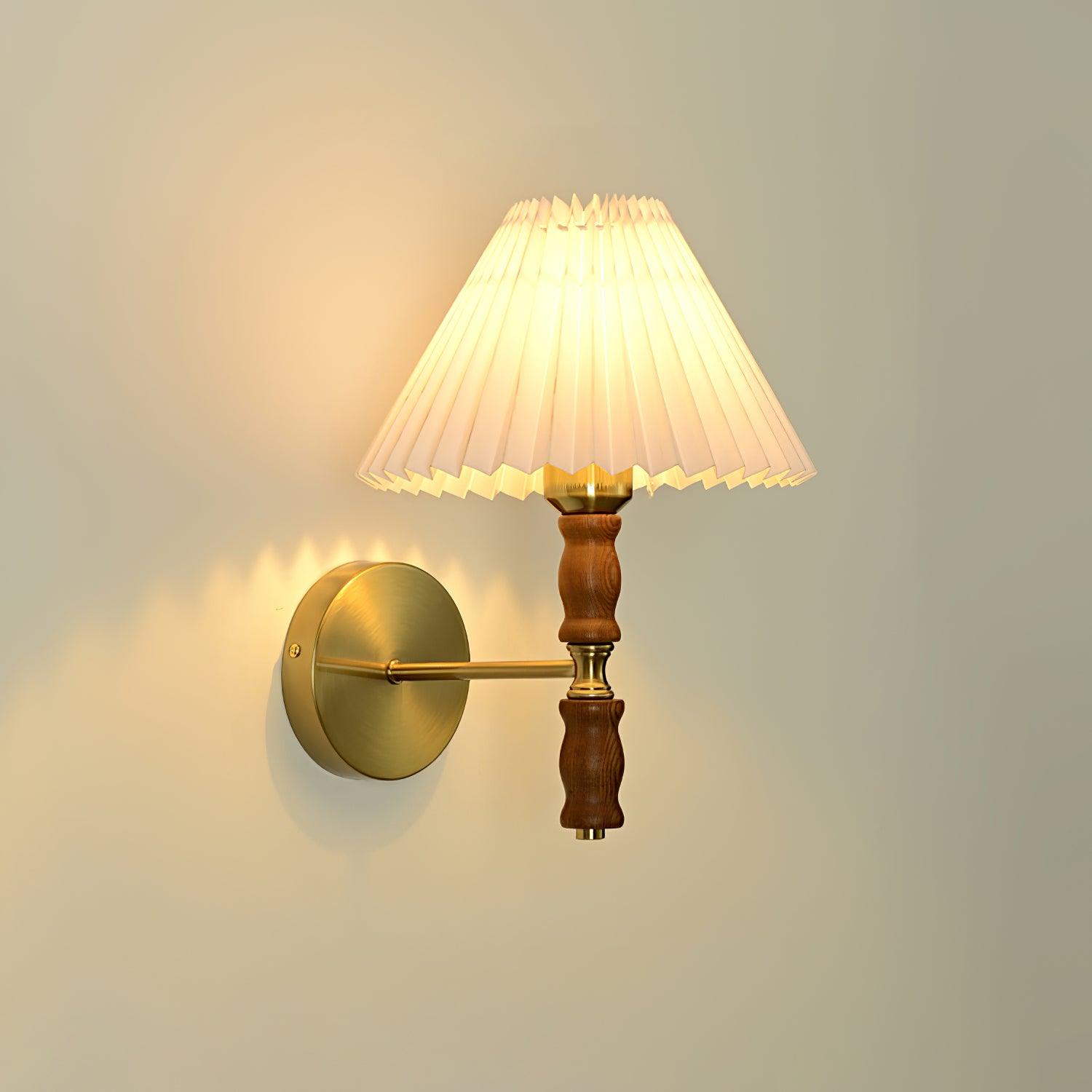 Pleated Walnut Lamp bracket Wall Light, Hardwired Wall Sconce, detail 22