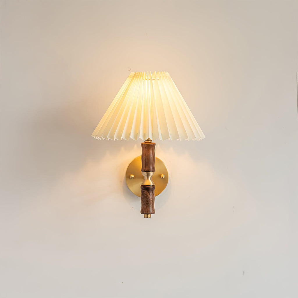 Pleated Walnut Lamp bracket Wall Light, Hardwired Wall Sconce, detail 23