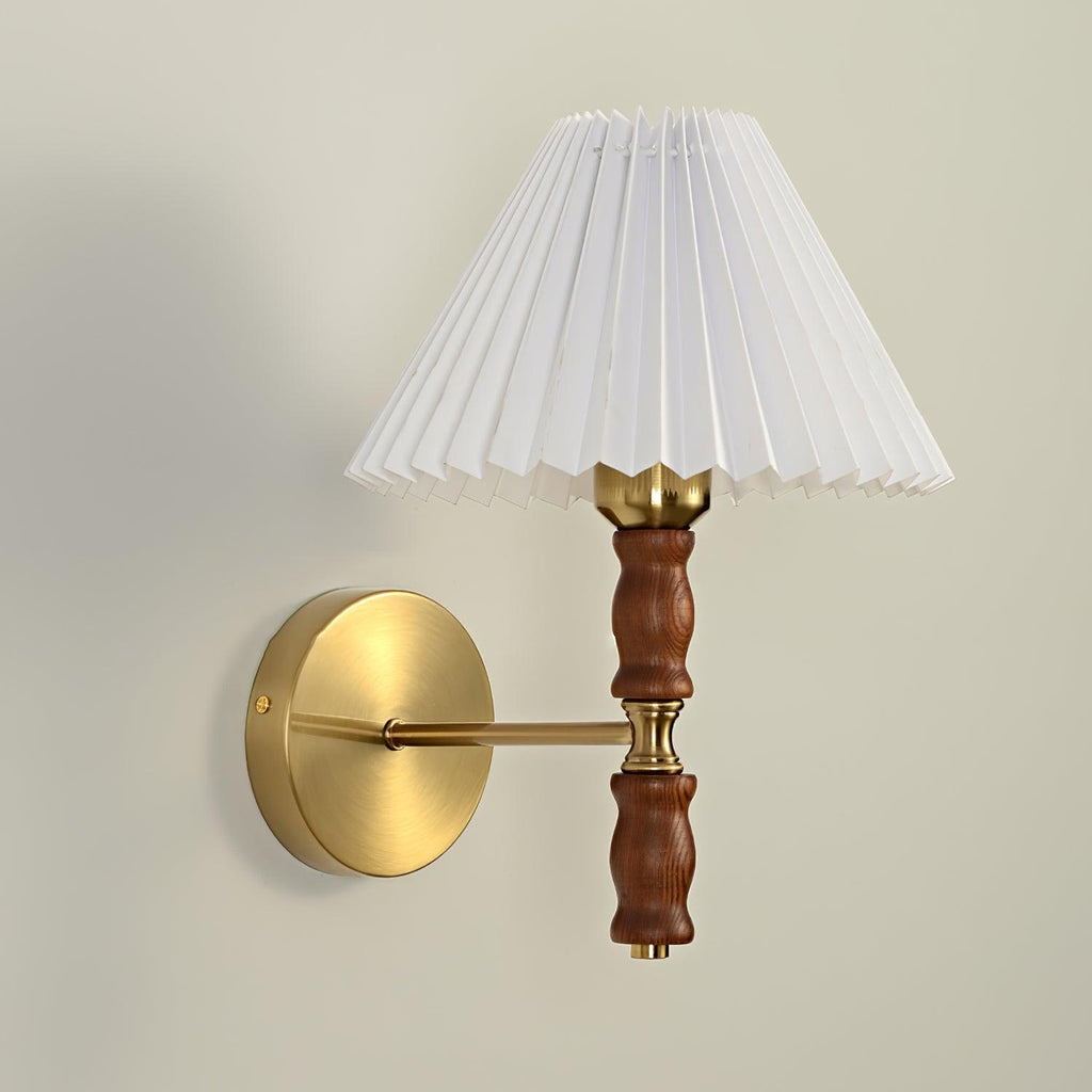 Pleated Walnut Lamp bracket Wall Light, Hardwired Wall Sconce, detail 24