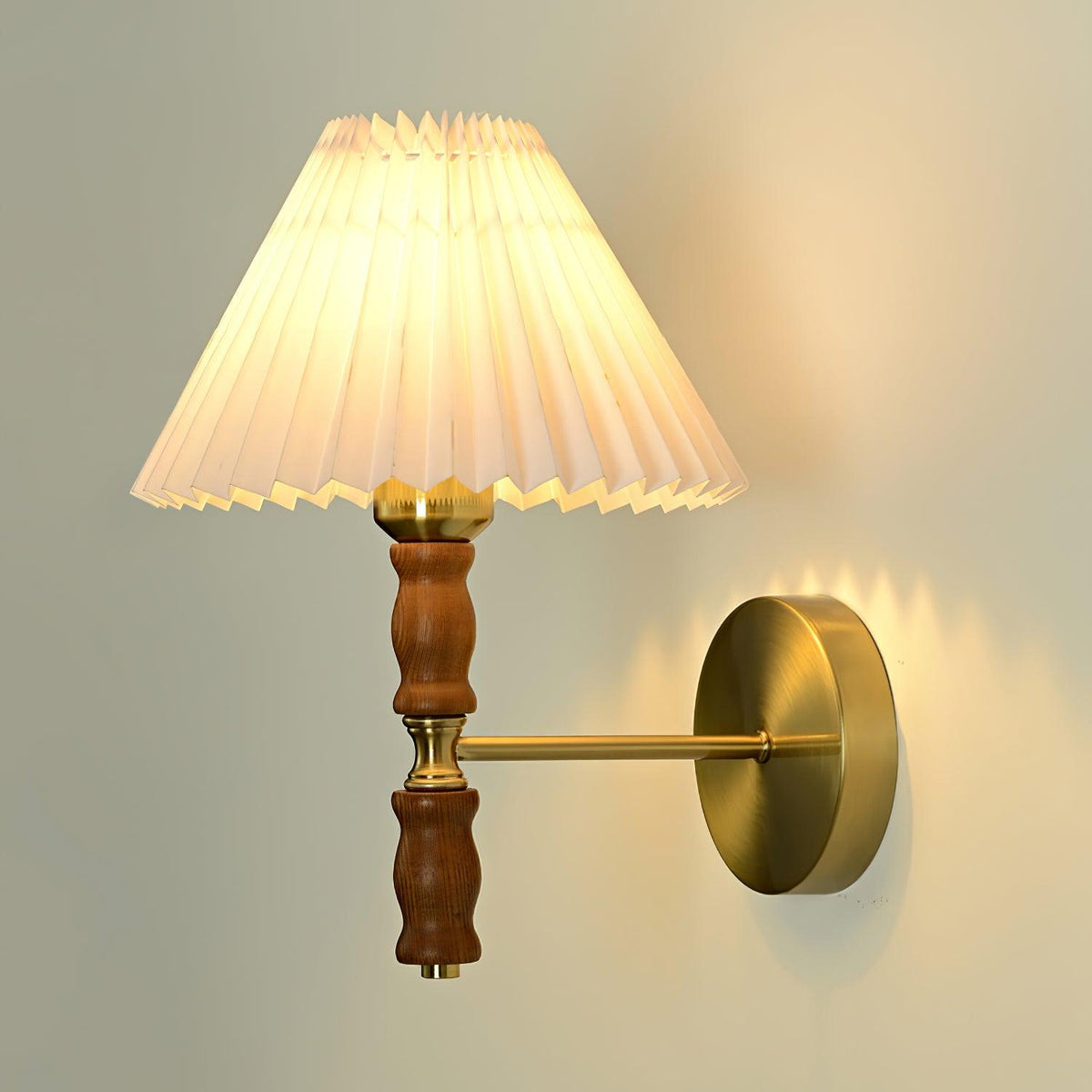 Pleated Walnut Lamp bracket Wall Light, Hardwired Wall Sconce, detail 14