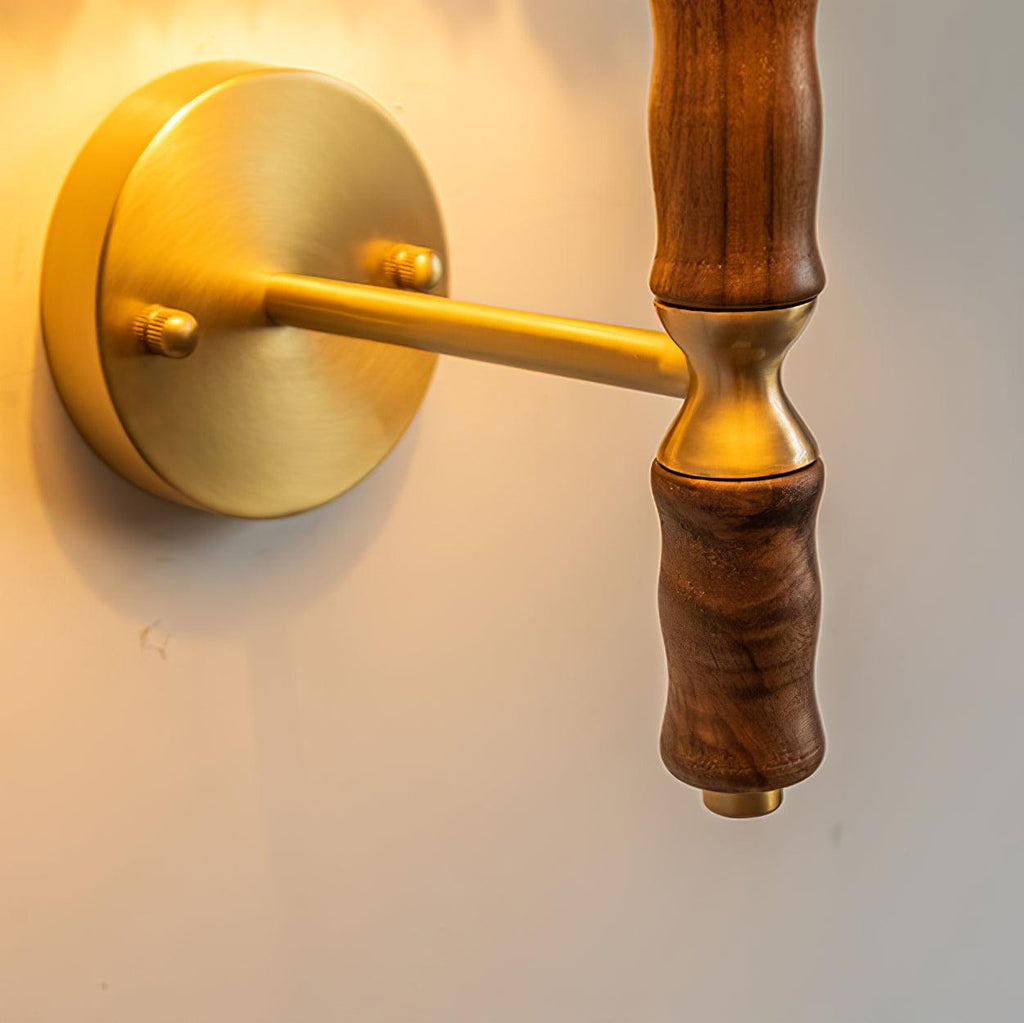 Pleated Walnut Lamp bracket Wall Light, Hardwired Wall Sconce, detail 17