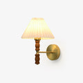 Pleated Walnut Lamp bracket Wall Light, Hardwired Wall Sconce, Φ 9.3″ x H 12.2″