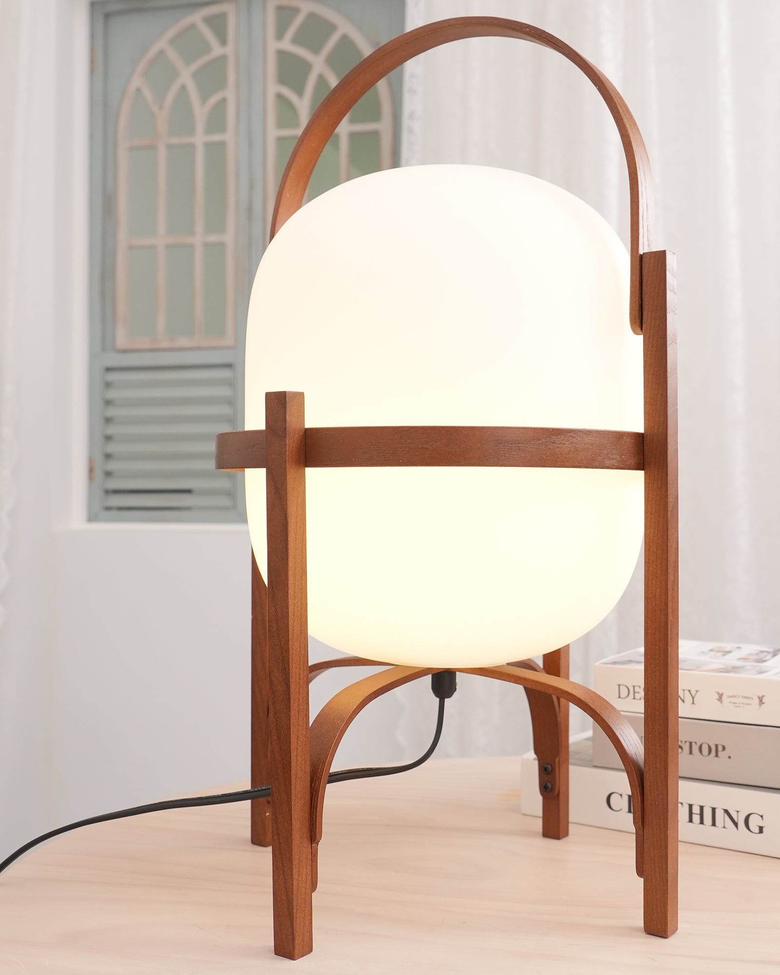 Portable Lantern Glass Table Light, Bedside Table Lamp, detail 63