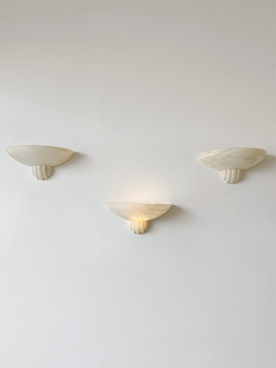 Rare Alabaster Wall Light, Hardwired Wall Sconce, detail 5