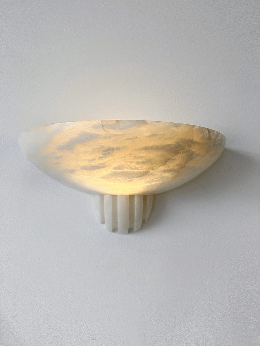 Rare Alabaster Wall Light, Hardwired Wall Sconce, detail 9