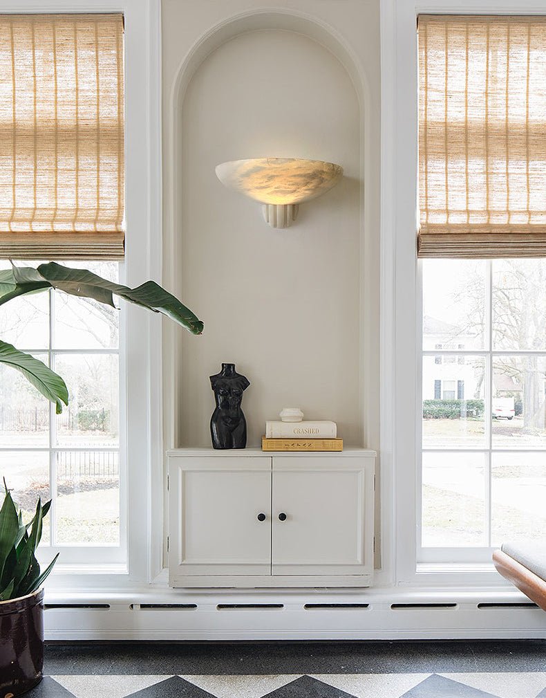 Rare Alabaster Wall Light, Hardwired Wall Sconce, detail 12