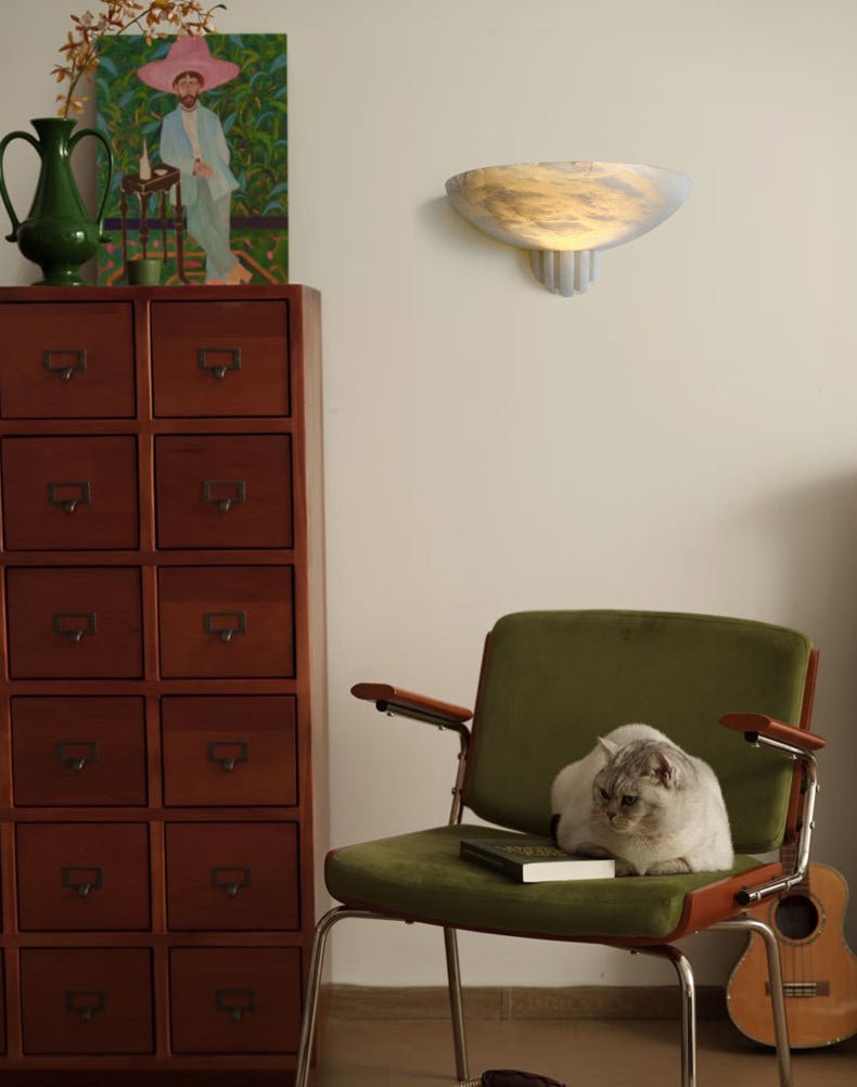 Rare Alabaster Wall Light, Hardwired Wall Sconce, detail 13