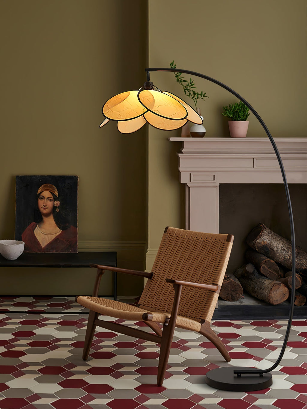 Rattan Bloom Arc Floor Light, Floor Lamp, detail 4