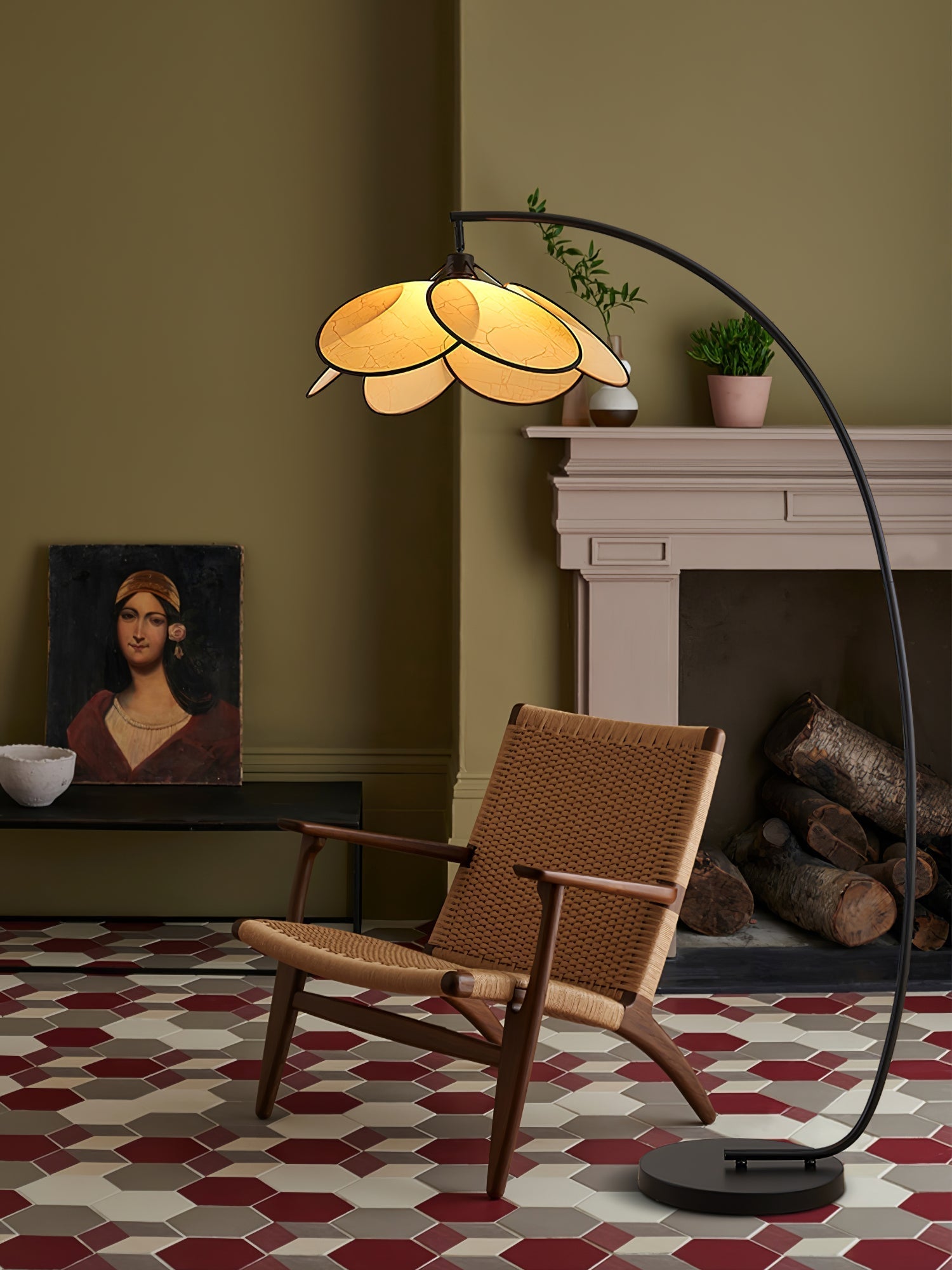 Rattan Bloom Arc Floor Light, Floor Lamp, detail 4