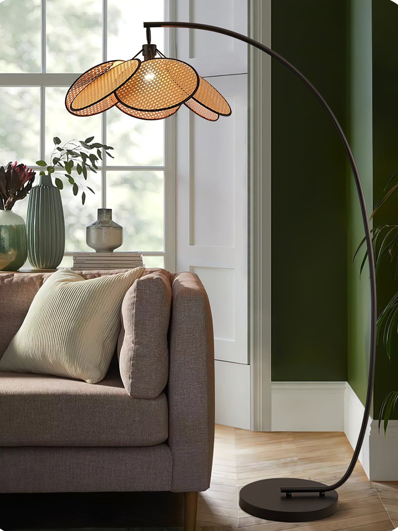 Rattan Bloom Arc Floor Light, Floor Lamp, detail 9