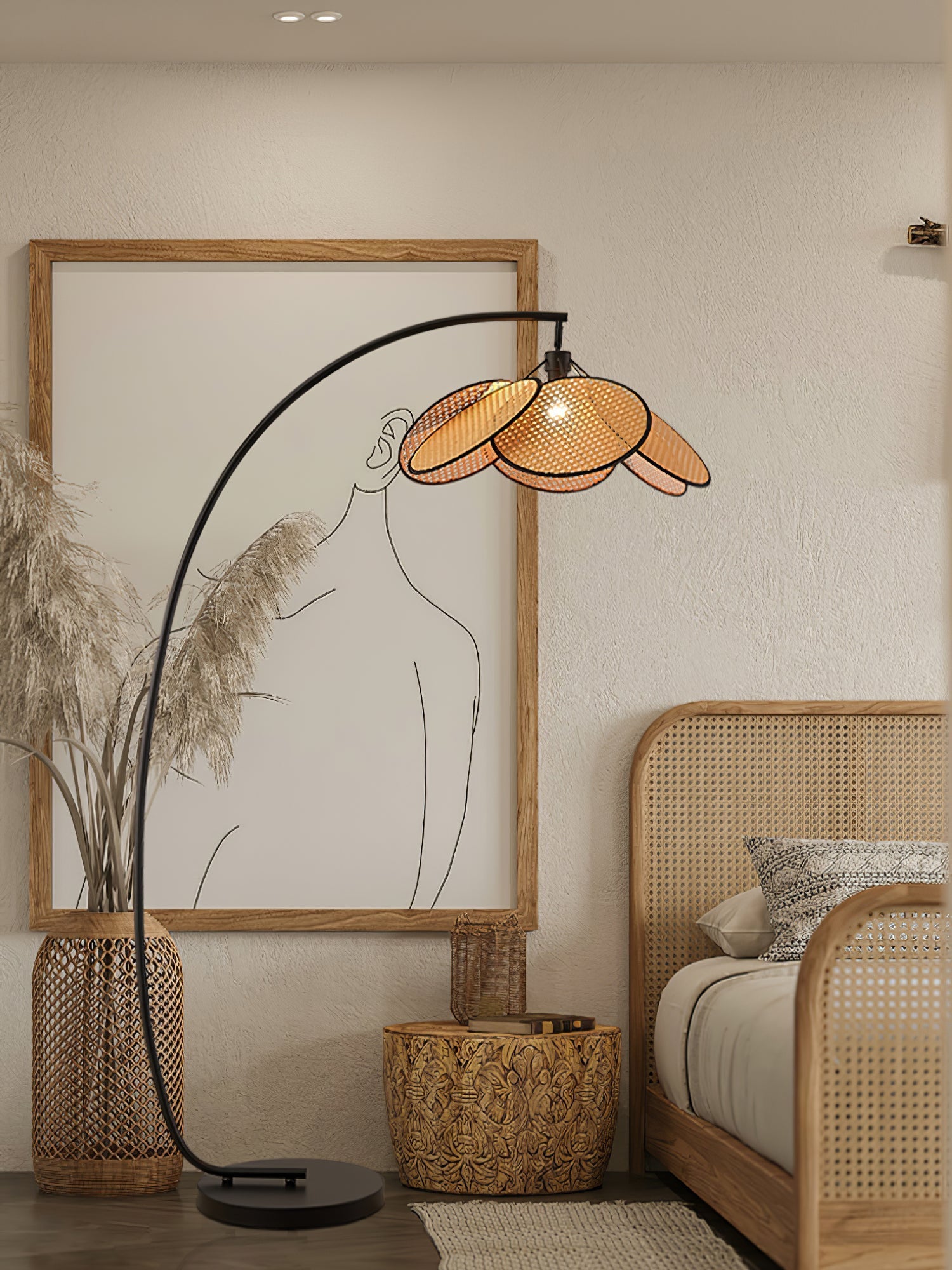 Rattan Bloom Arc Floor Light, Floor Lamp, detail 11