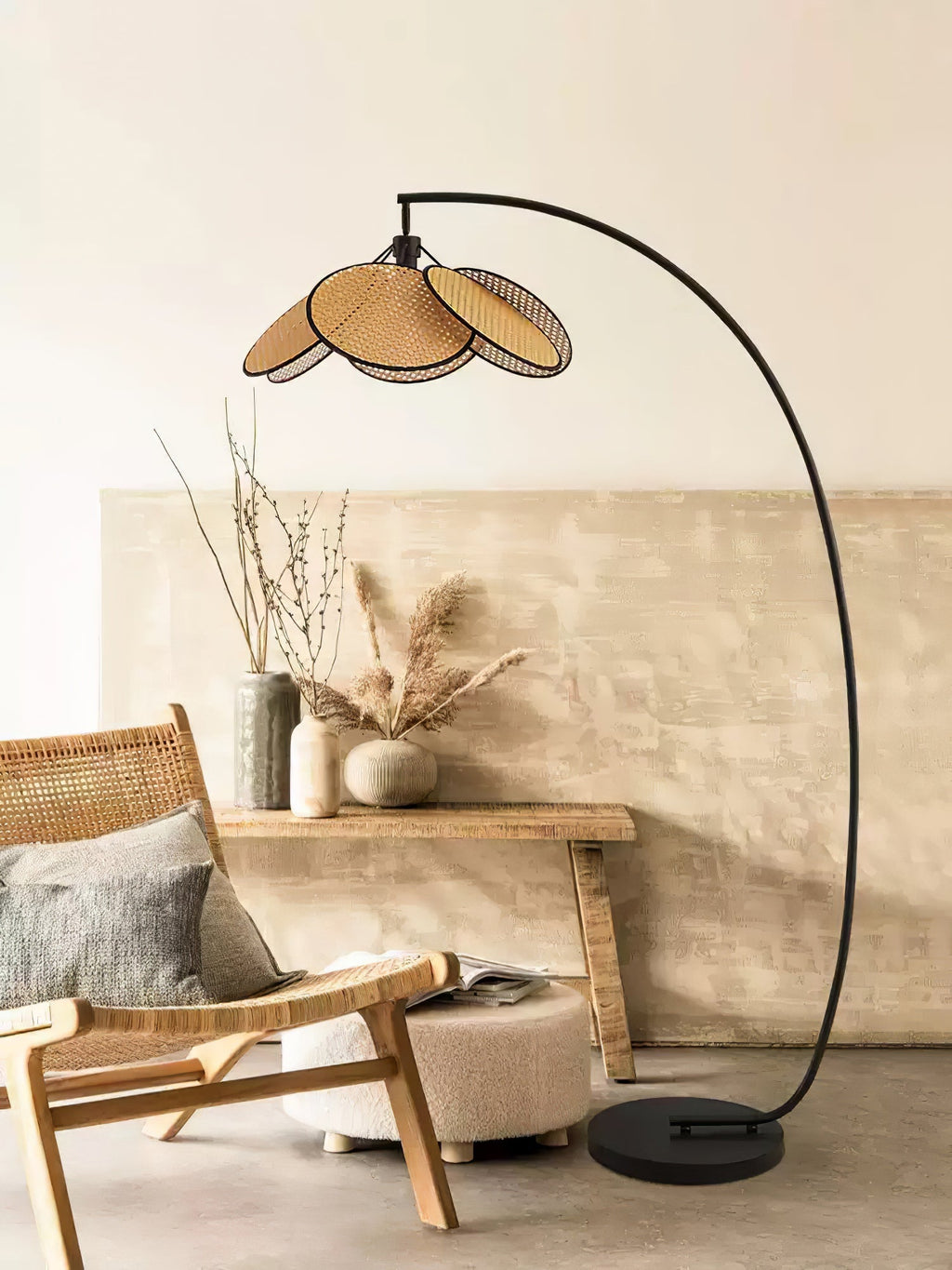 Rattan Bloom Arc Floor Light, Floor Lamp, detail 14