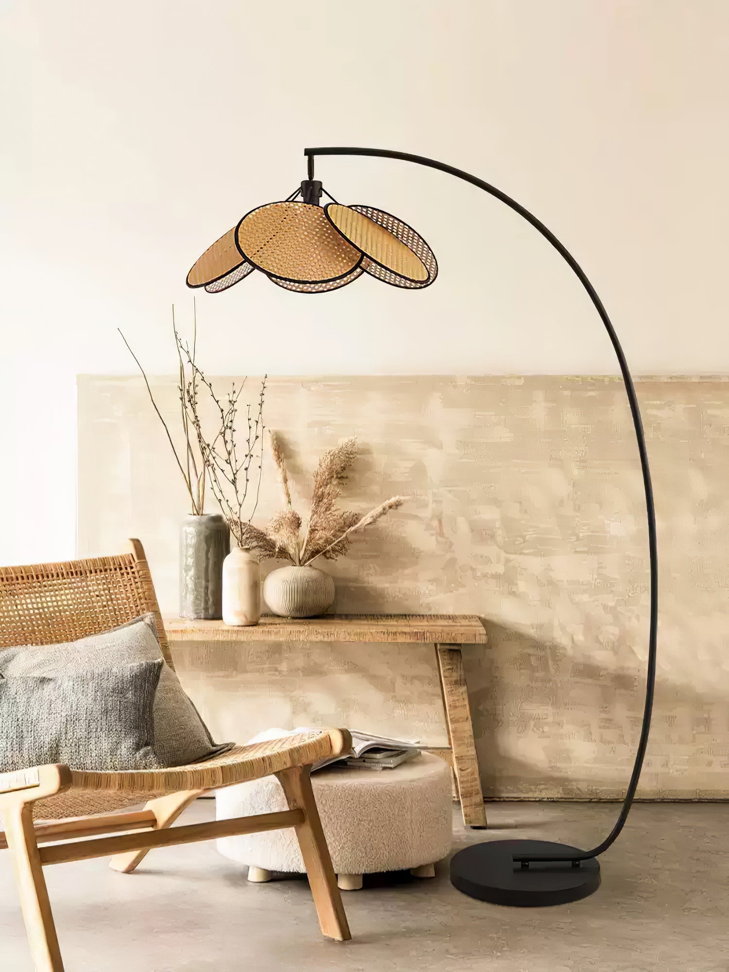 Rattan Bloom Arc Floor Light, Floor Lamp, detail 14