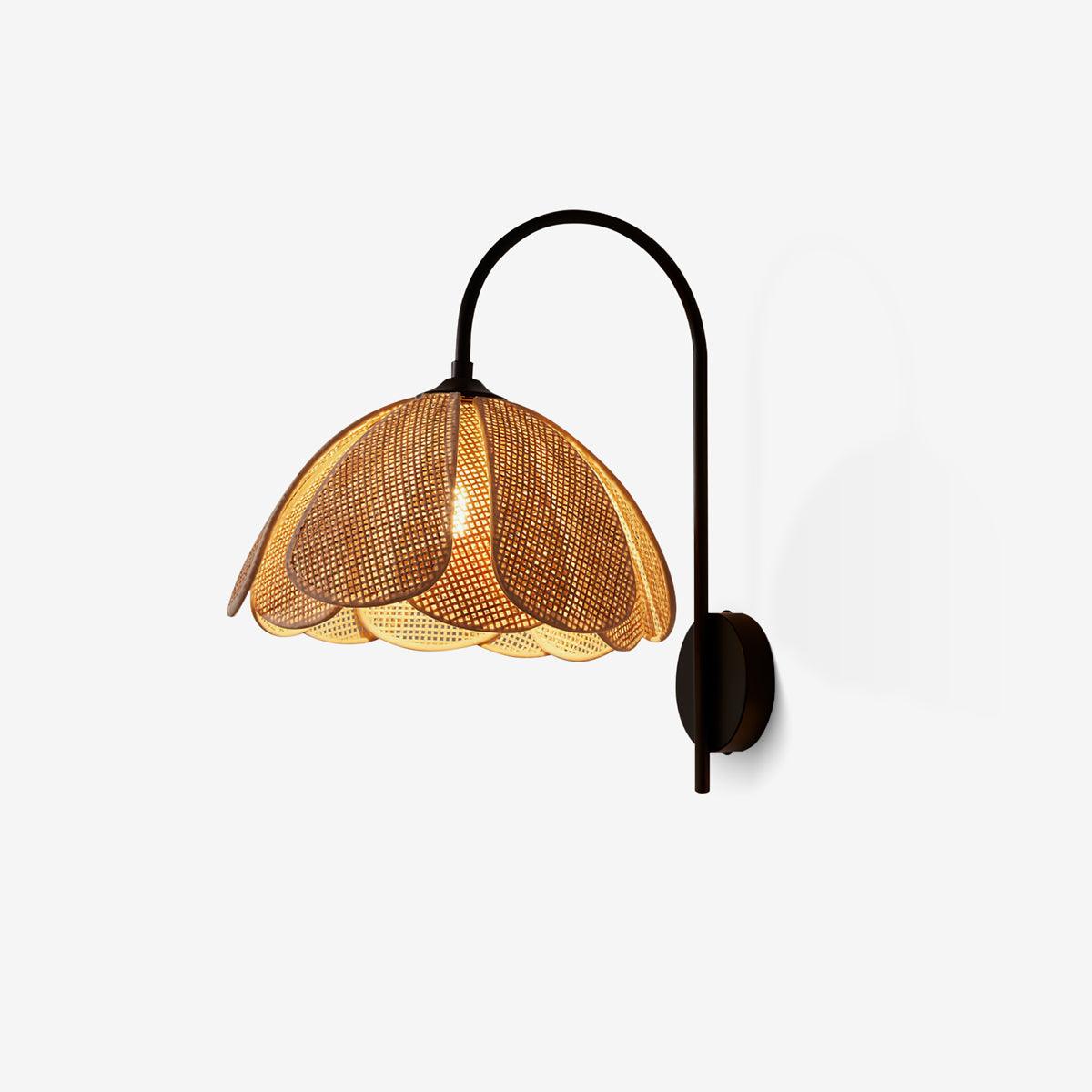 Rattan Petal Wall Light, Hardwired Wall Sconce, Metal, Dia 30cm x H 41cm
