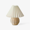Rattan Pleated Table Light, Bedside Table Lamp, ∅ 9.4″ x H 11″