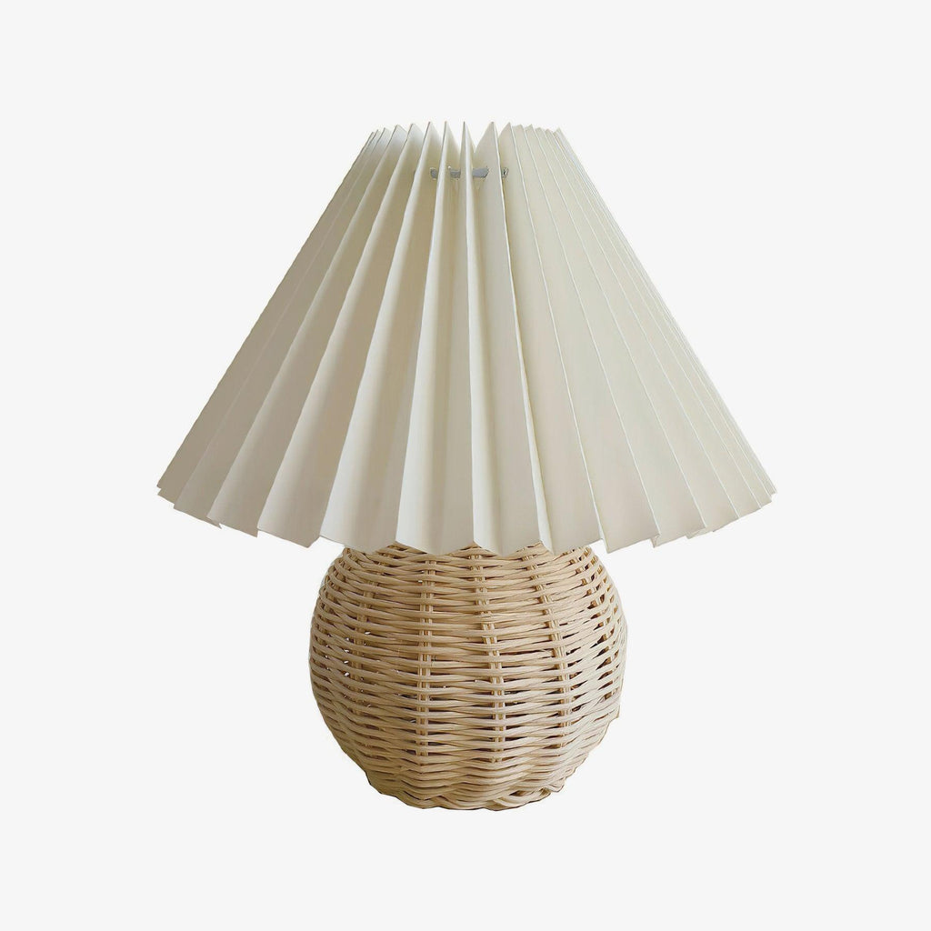 Rattan Pleated Table Light, Bedside Table Lamp, detail 33