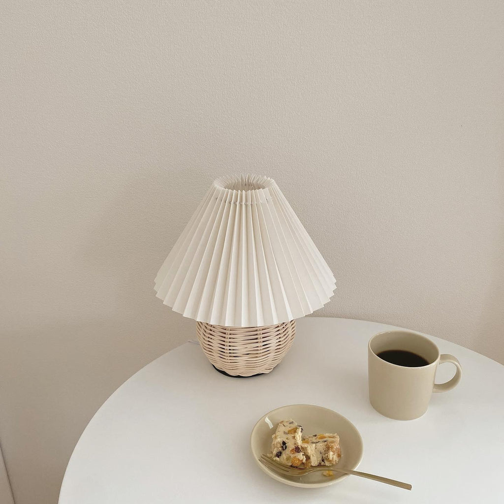 Rattan Pleated Table Light, Bedside Table Lamp, detail 17