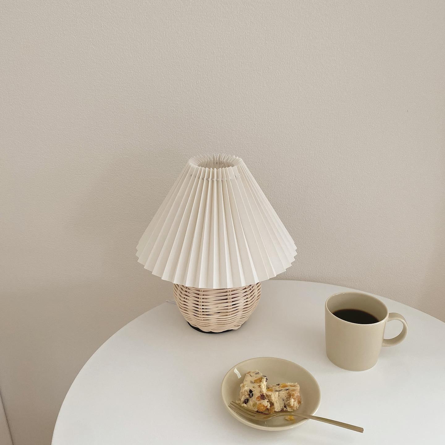 Rattan Pleated Table Light, Bedside Table Lamp, detail 17