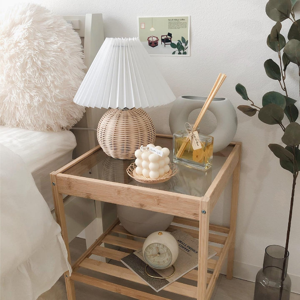 Rattan Pleated Table Light, Bedside Table Lamp, detail 21