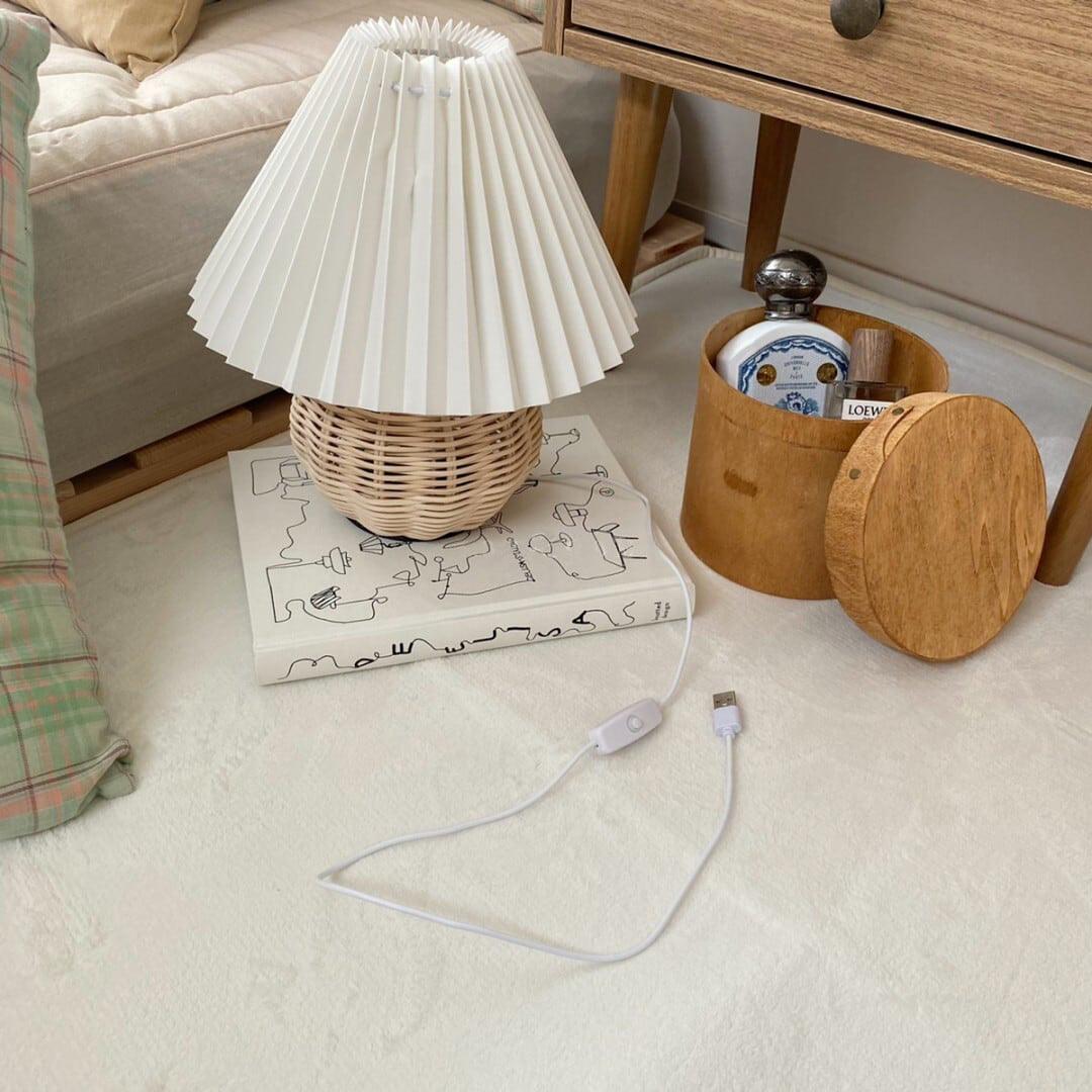 Rattan Pleated Table Light, Bedside Table Lamp, detail 22