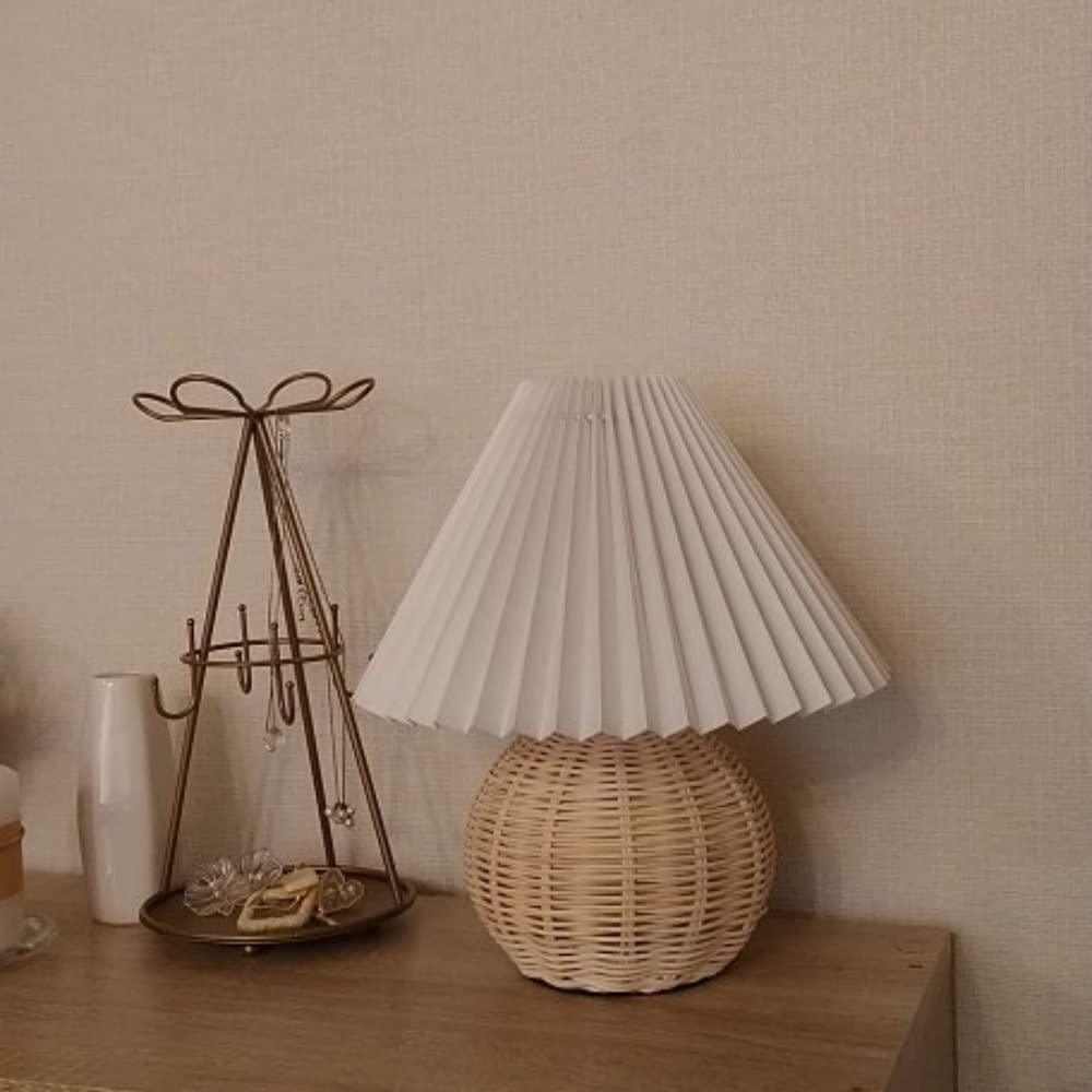 Rattan Pleated Table Light, Bedside Table Lamp, detail 23