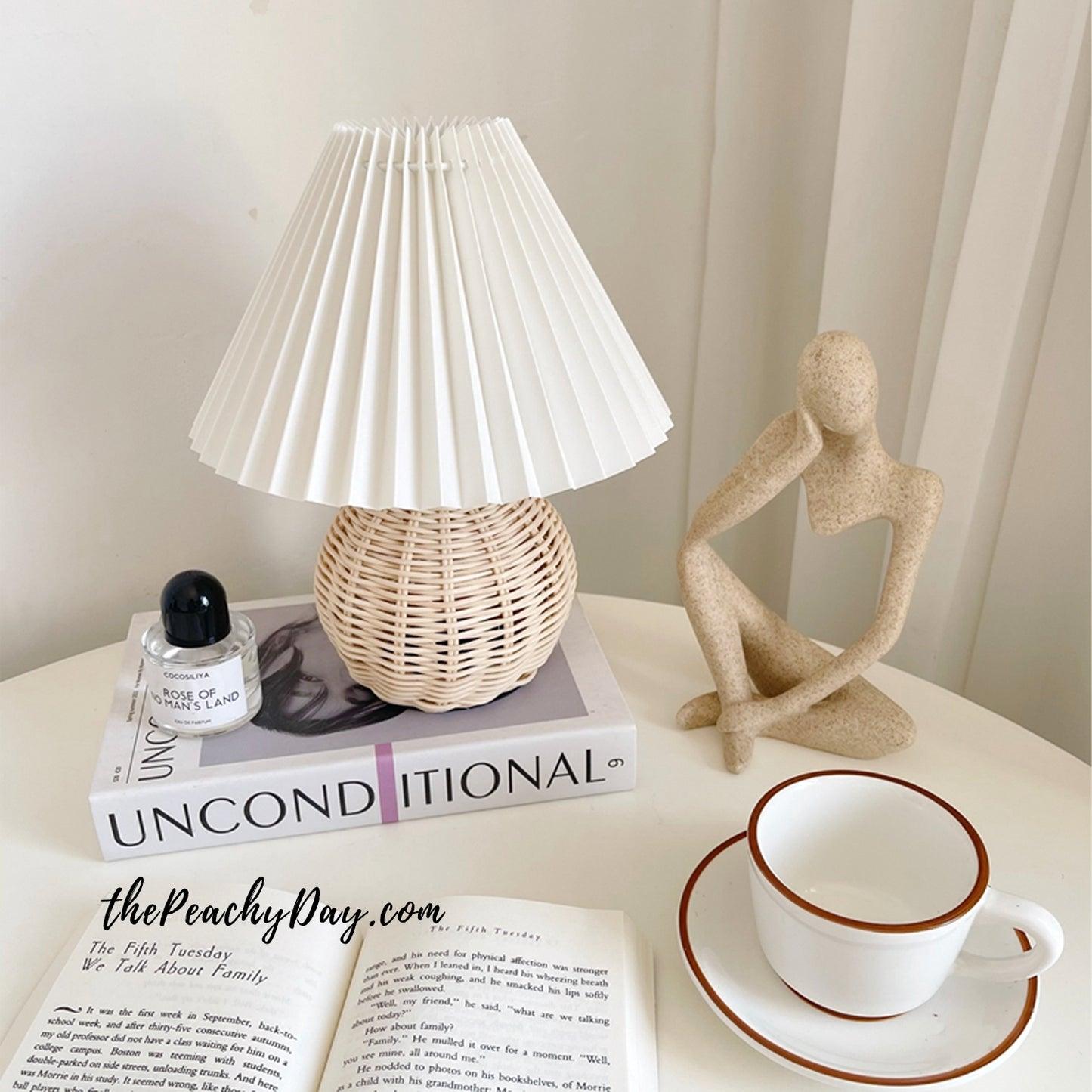 Rattan Pleated Table Light, Bedside Table Lamp, detail 25
