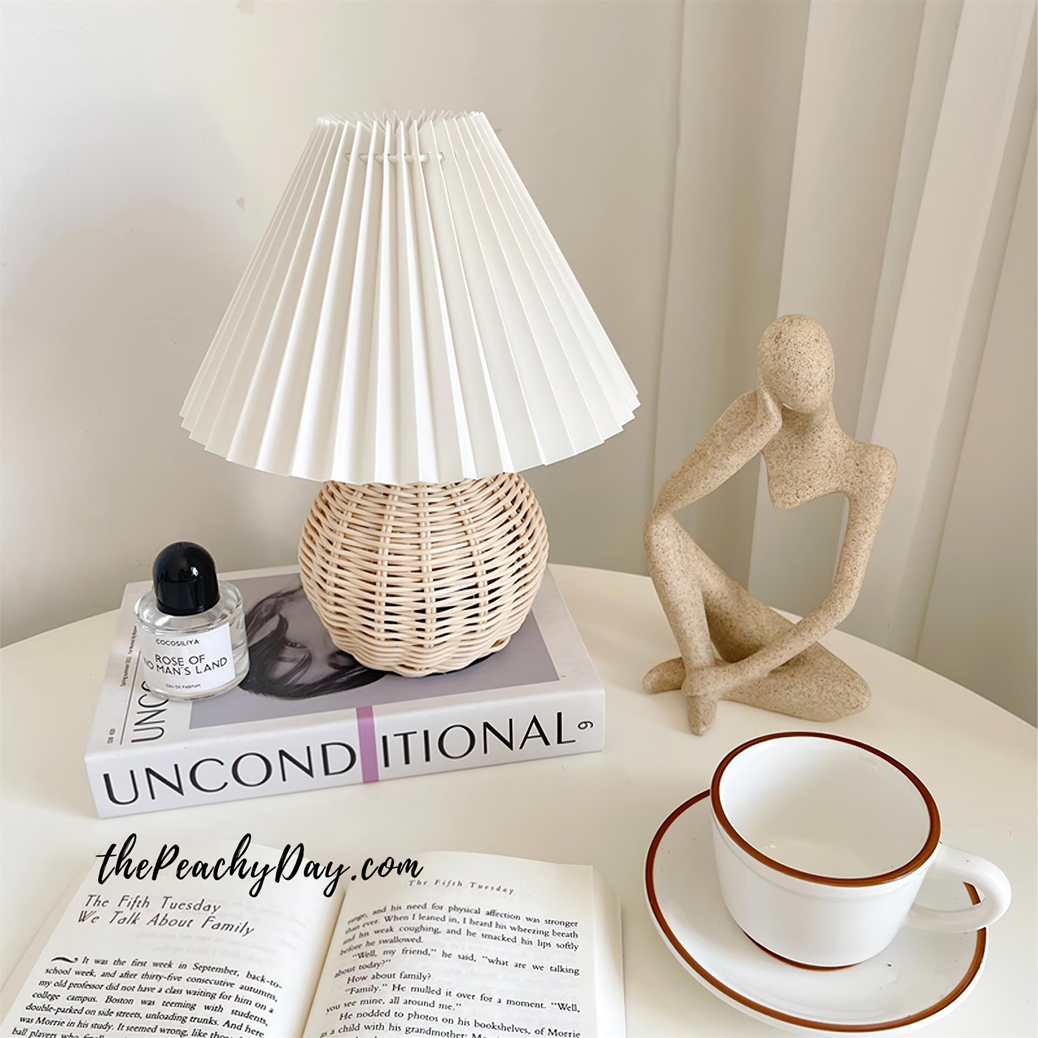 Rattan Pleated Table Light, Bedside Table Lamp, detail 34