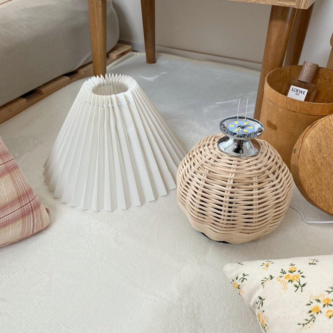 Rattan Pleated Table Light, Bedside Table Lamp, detail 37