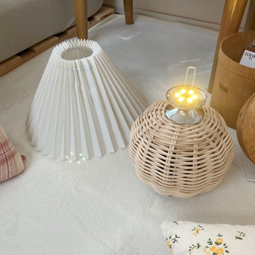 Rattan Pleated Table Light, Bedside Table Lamp, detail 36