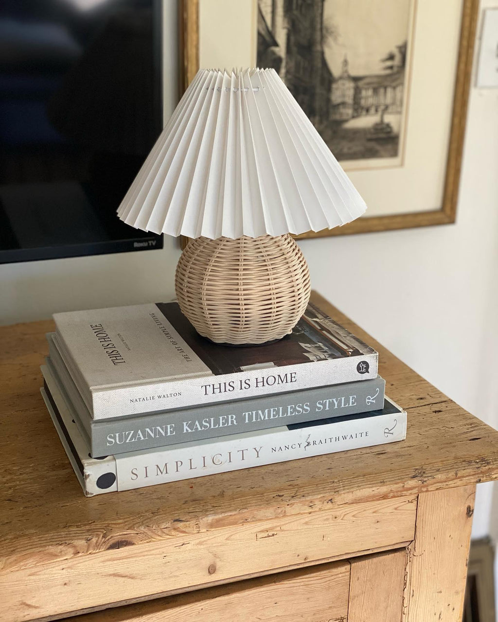 Rattan Pleated Table Light, Bedside Table Lamp, detail 29