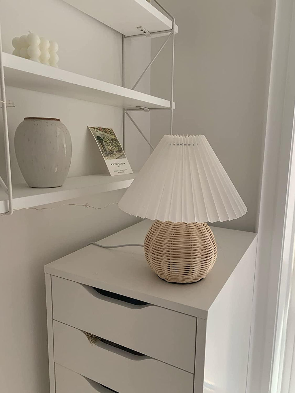 Rattan Pleated Table Light, Bedside Table Lamp, detail 30