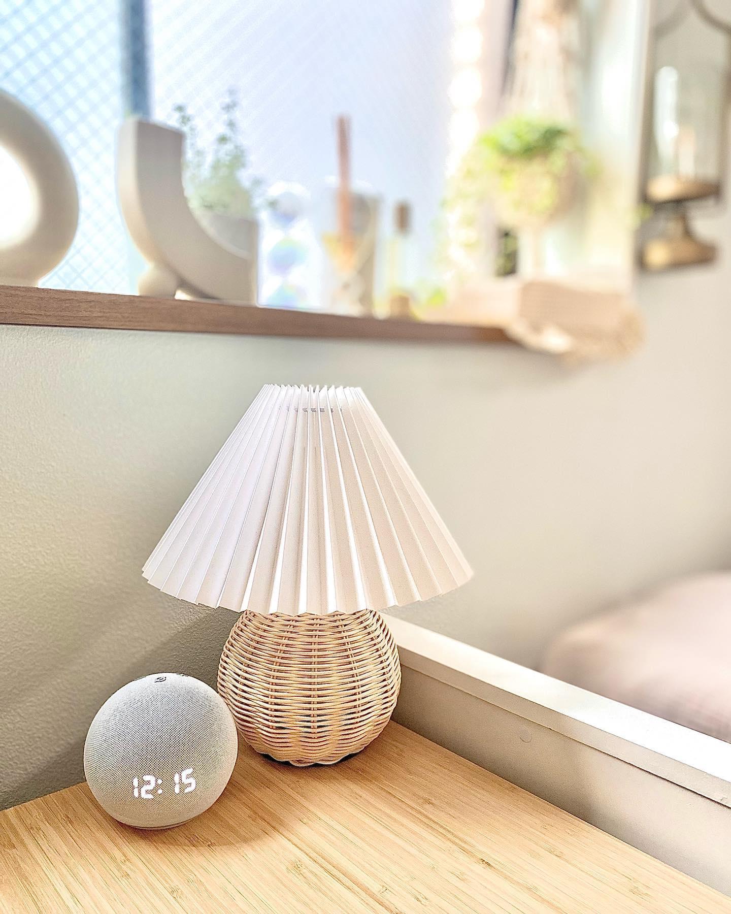 Rattan Pleated Table Light, Bedside Table Lamp, detail 31