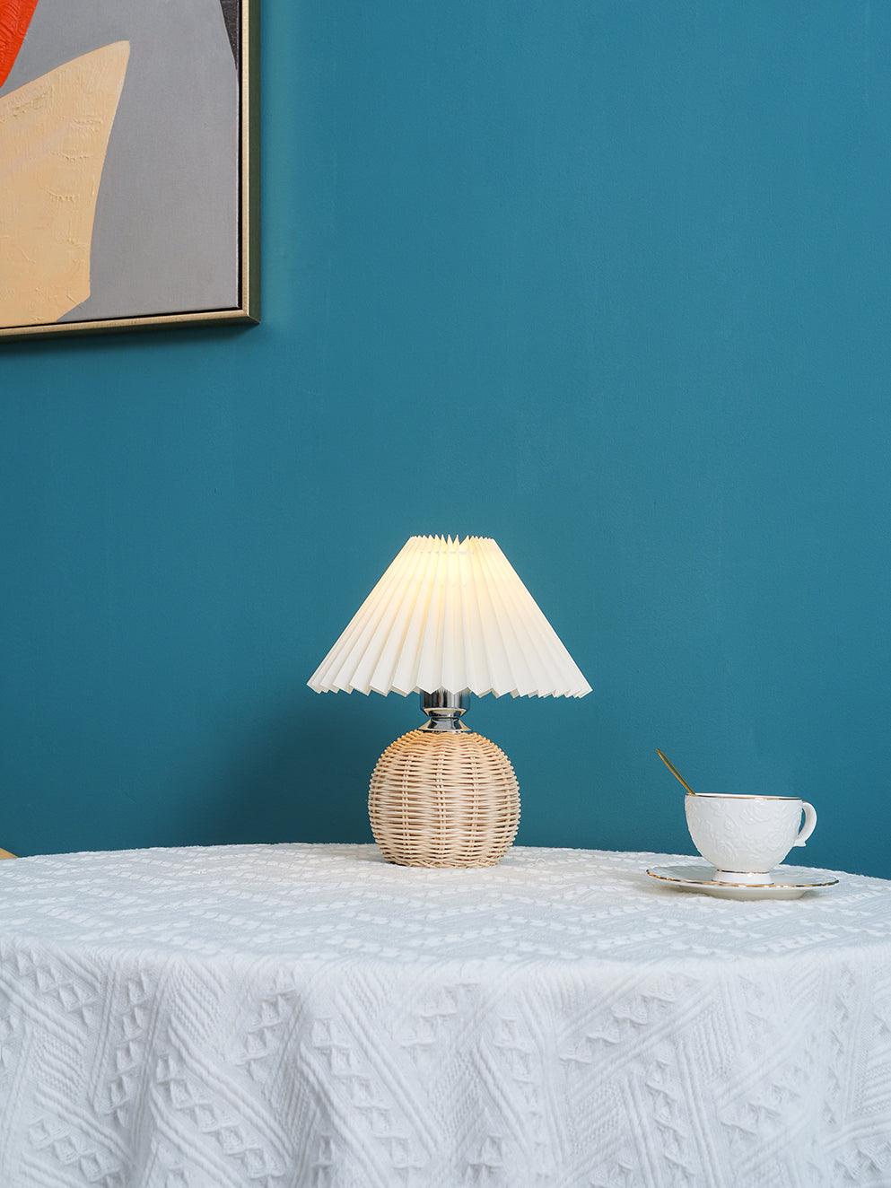 Rattan Pleated Table Light, Bedside Table Lamp, detail 13