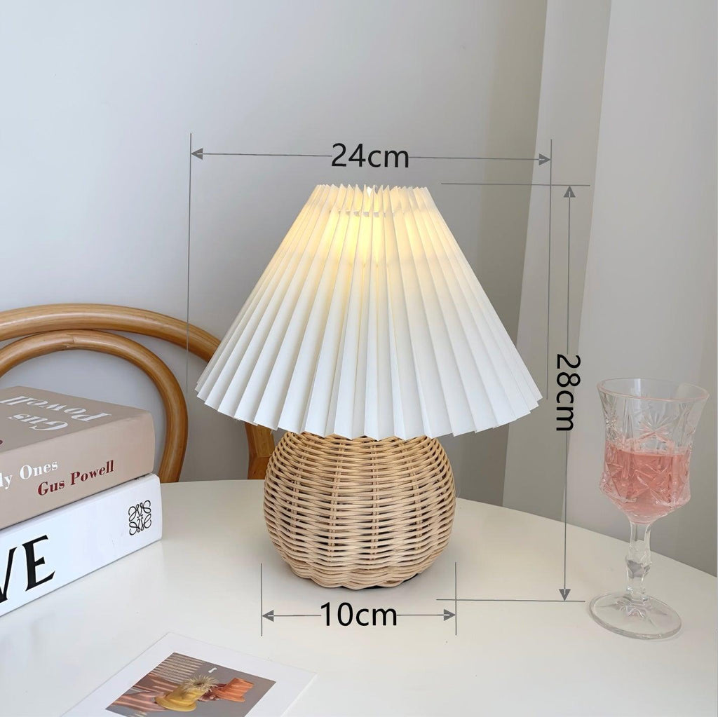Rattan Pleated Table Light, Bedside Table Lamp, detail 32