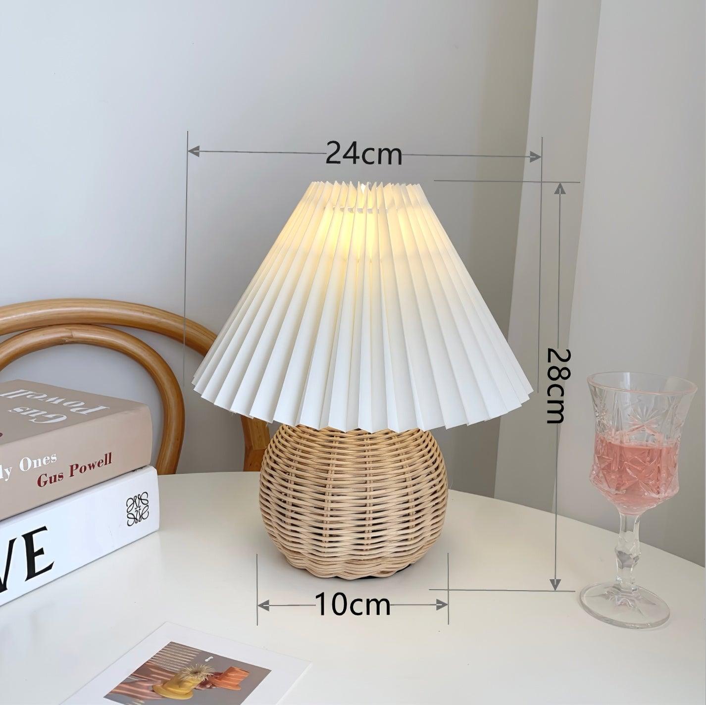 Rattan Pleated Table Light, Bedside Table Lamp, detail 32