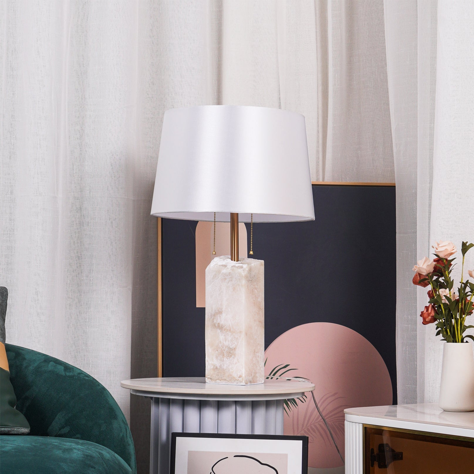 Raw Alabaster Accent Table Light, Bedside Table Lamp, detail 32