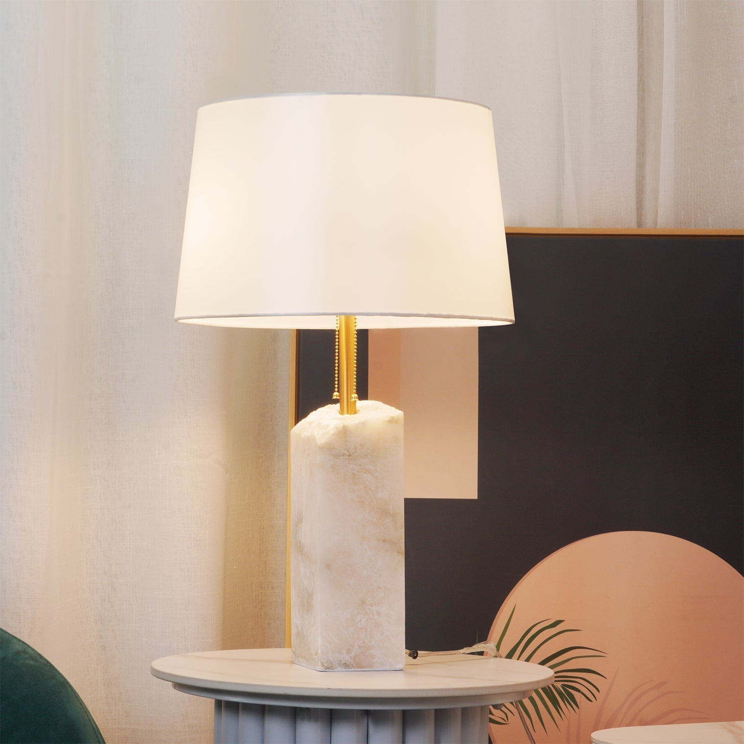 Raw Alabaster Accent Table Light, Bedside Table Lamp, detail 2