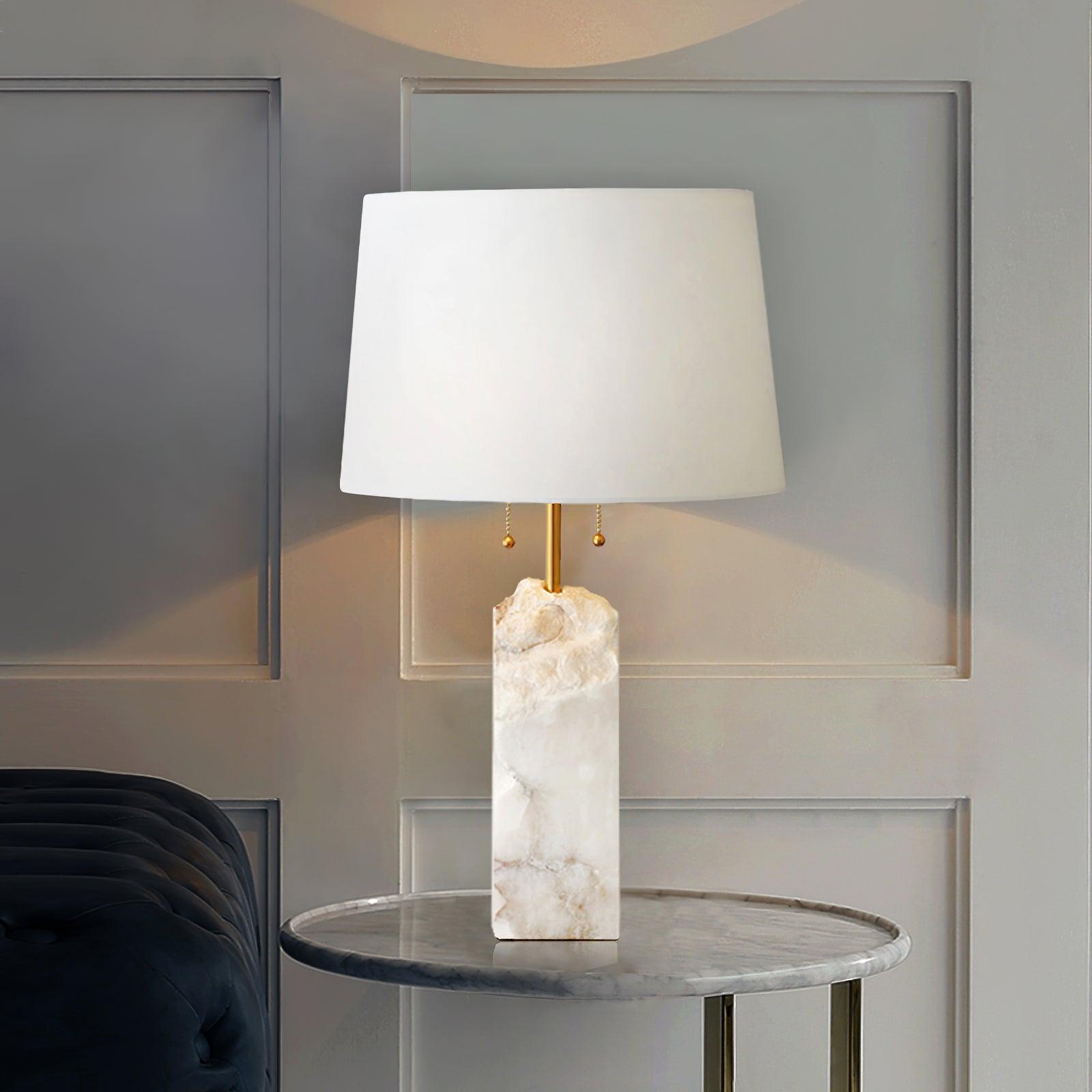 Raw Alabaster Accent Table Light, Bedside Table Lamp, detail 3