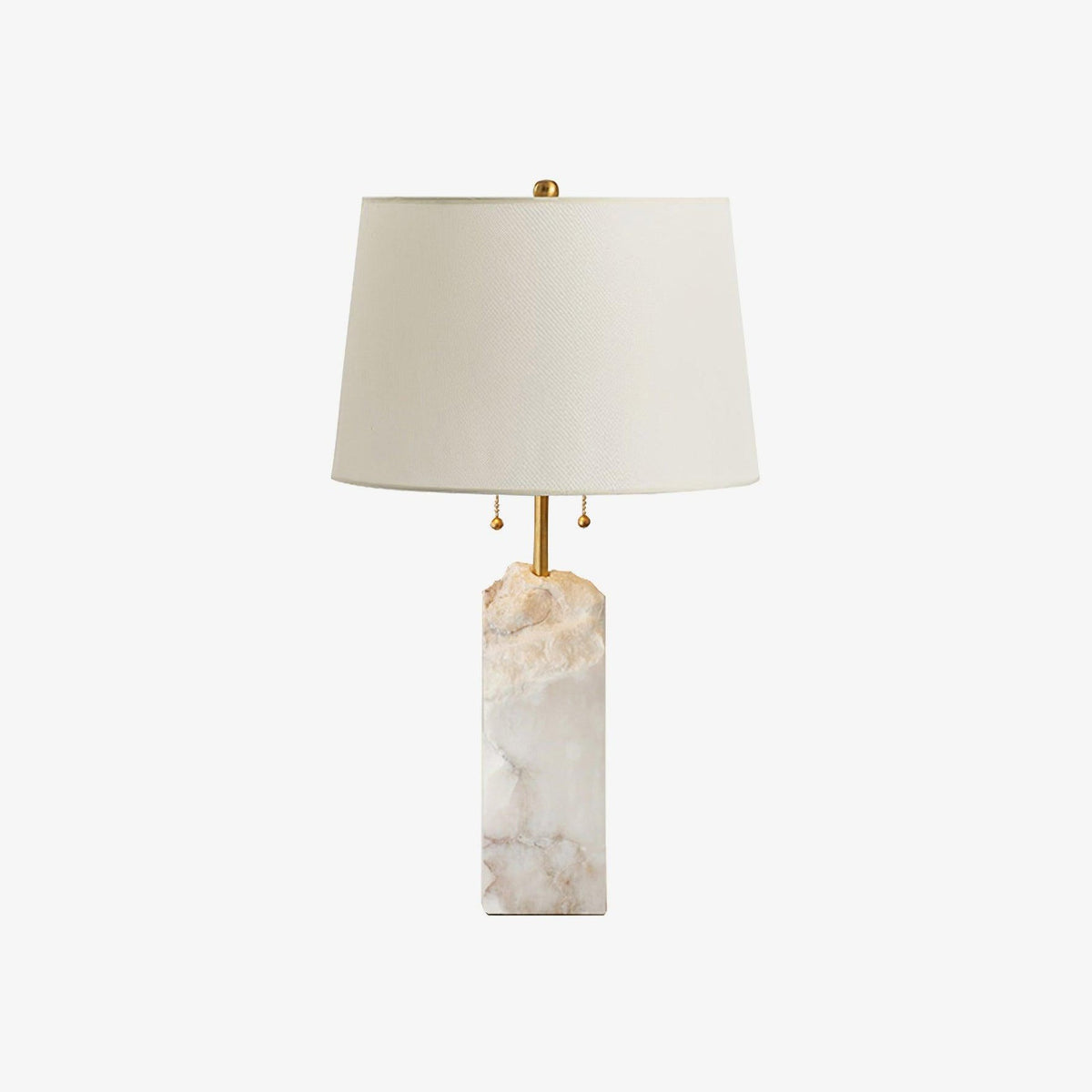 Raw Alabaster Accent Table Light, Bedside Table Lamp, Metal, Φ 13.8″ x H 21.7″