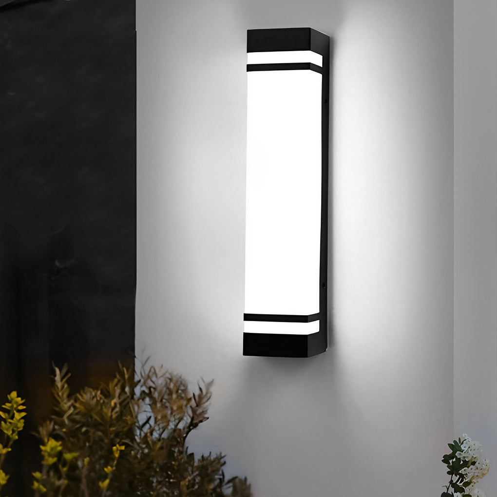 Waterproof Strip LED Black Contemporary Exterior Wall Light Fixture Wall Light, Outdoor Wall Light, Stainless Steel, 17.7"