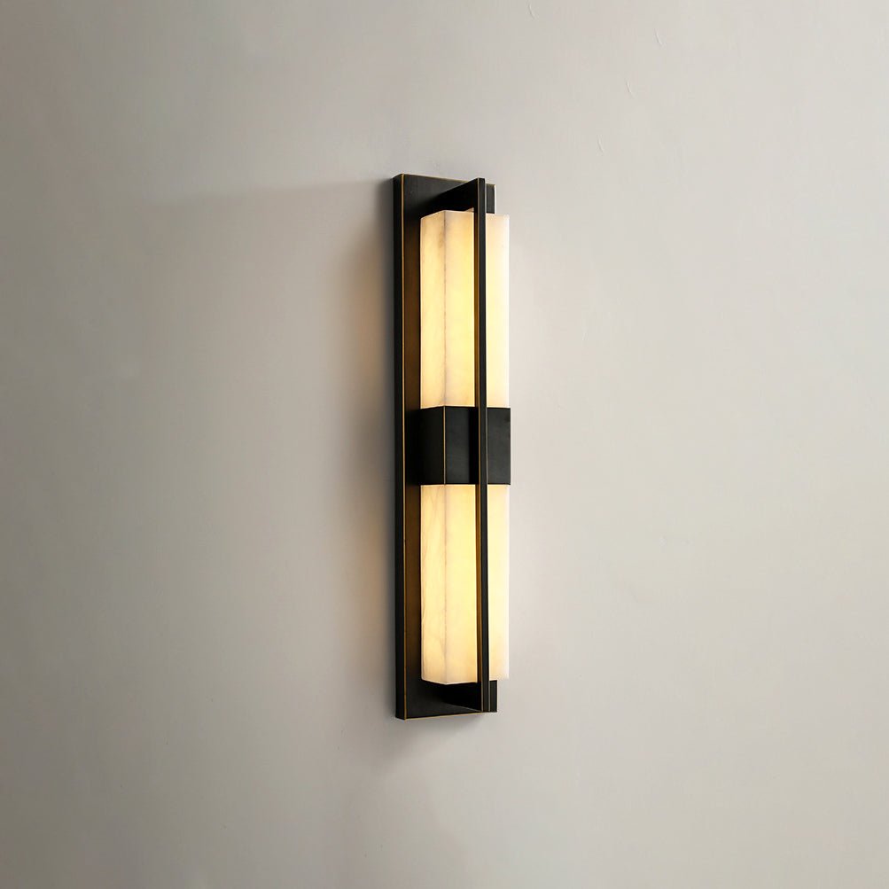 Box Alabaster Brass Wall Light, Hardwired Wall Sconce, detail 18