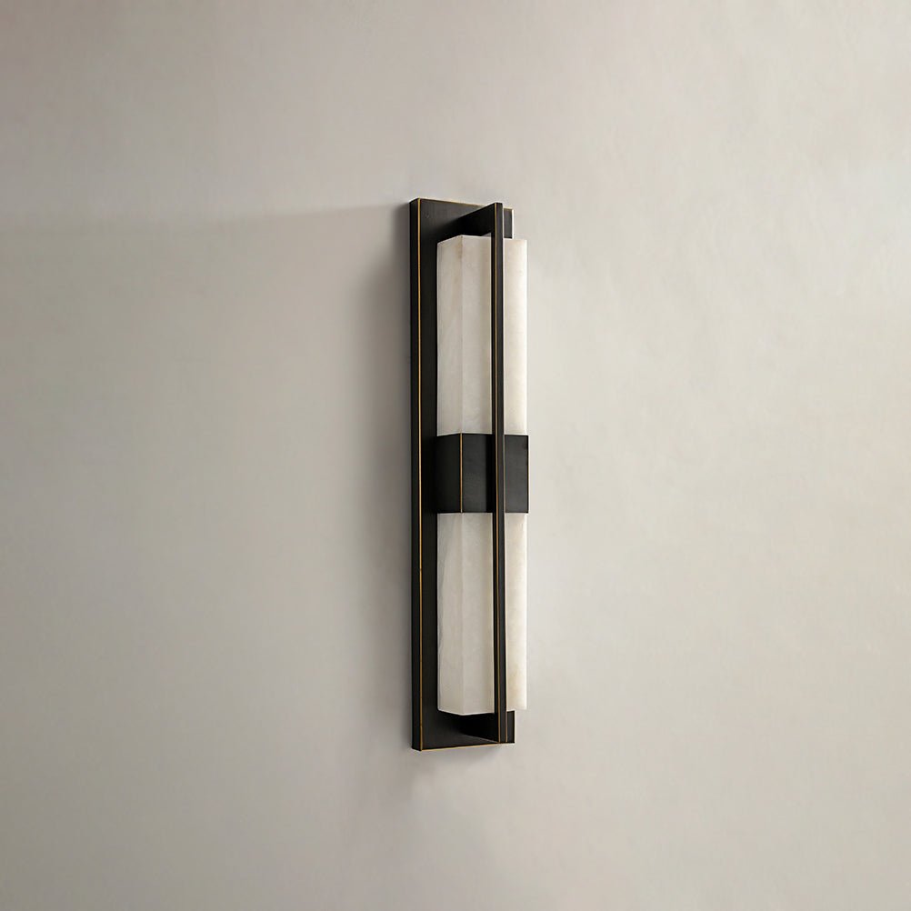 Box Alabaster Brass Wall Light, Hardwired Wall Sconce, detail 19