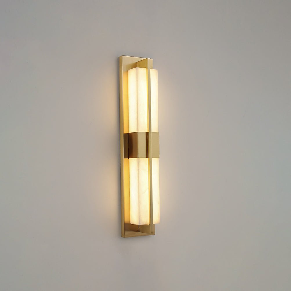 Box Alabaster Brass Wall Light, Hardwired Wall Sconce, detail 20