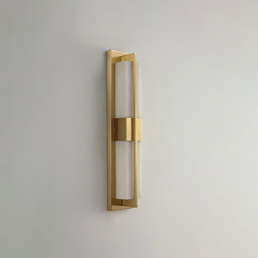 Box Alabaster Brass Wall Light, Hardwired Wall Sconce, detail 21