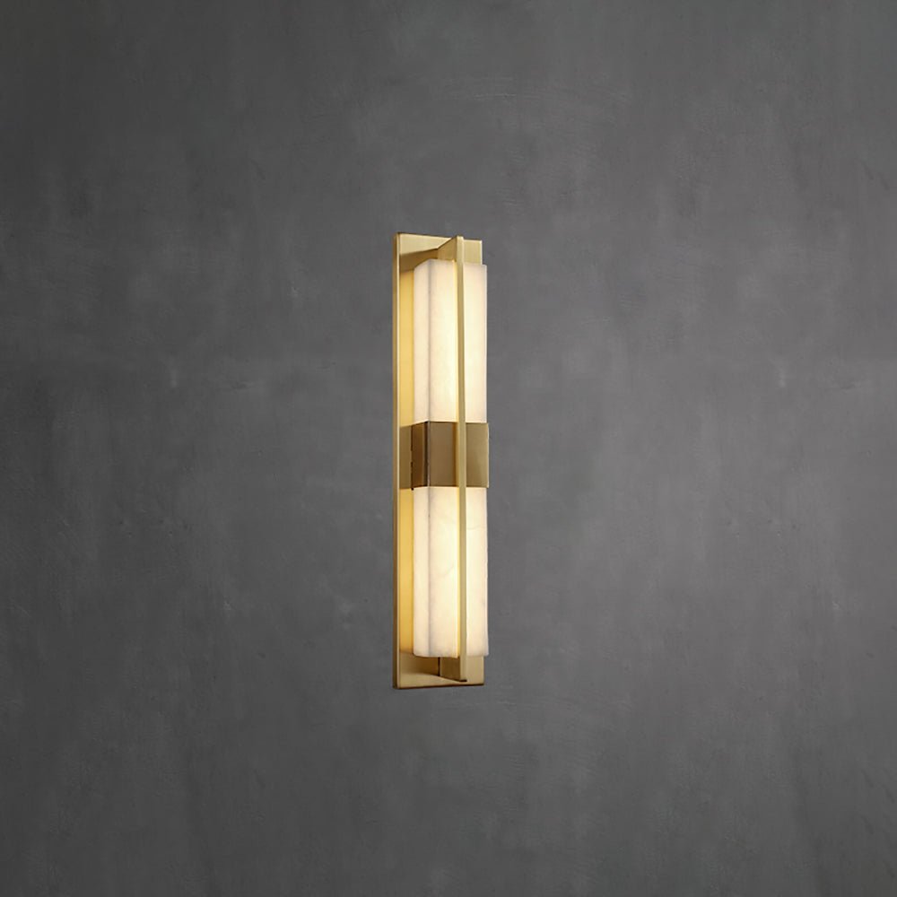 Box Alabaster Brass Wall Light, Hardwired Wall Sconce, detail 28