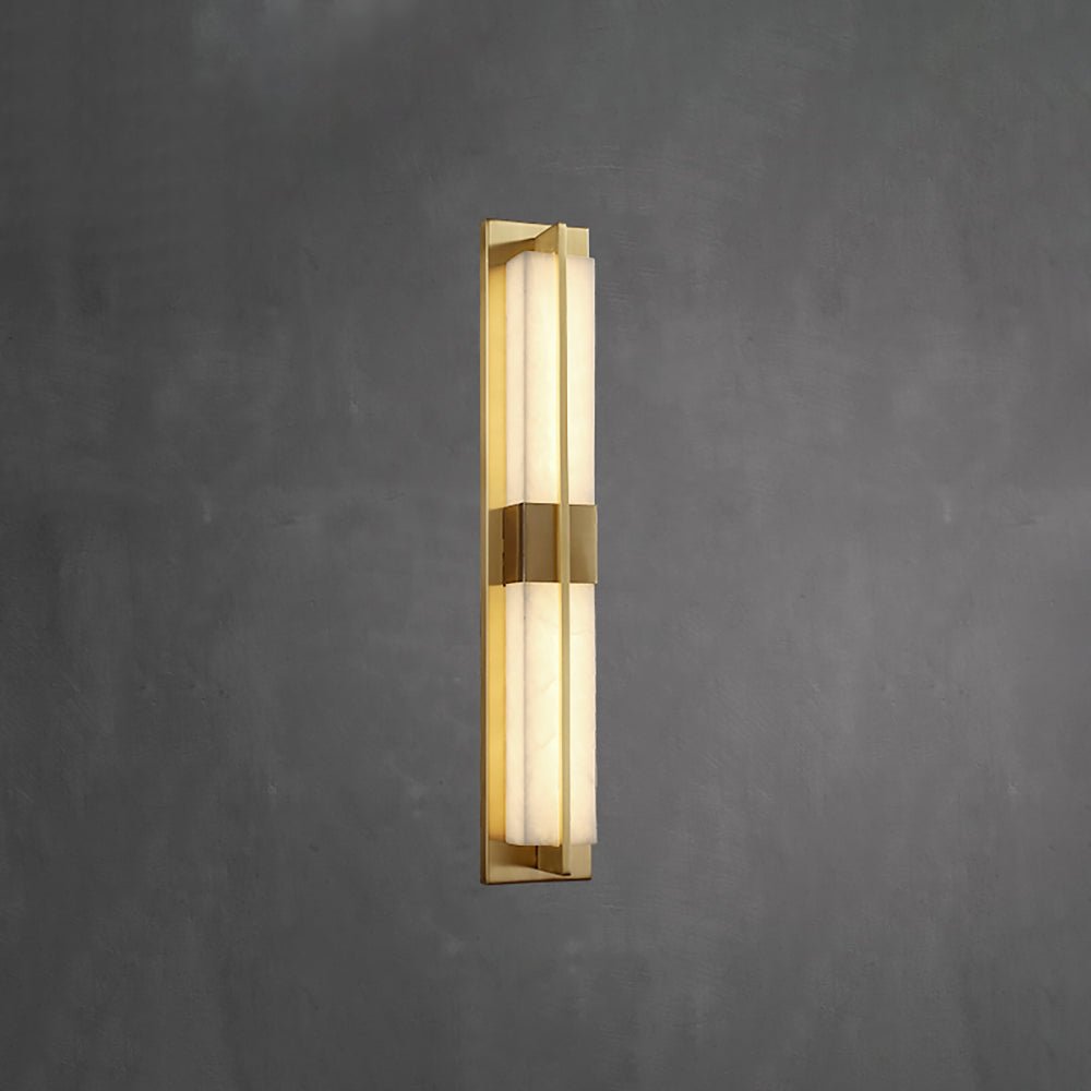 Box Alabaster Brass Wall Light, Hardwired Wall Sconce, detail 29