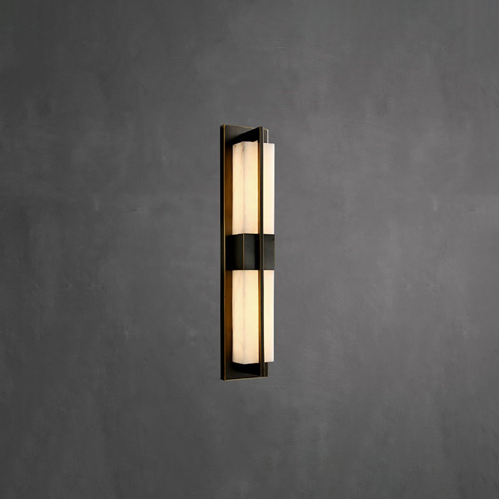 Box Alabaster Brass Wall Light, Hardwired Wall Sconce, detail 26