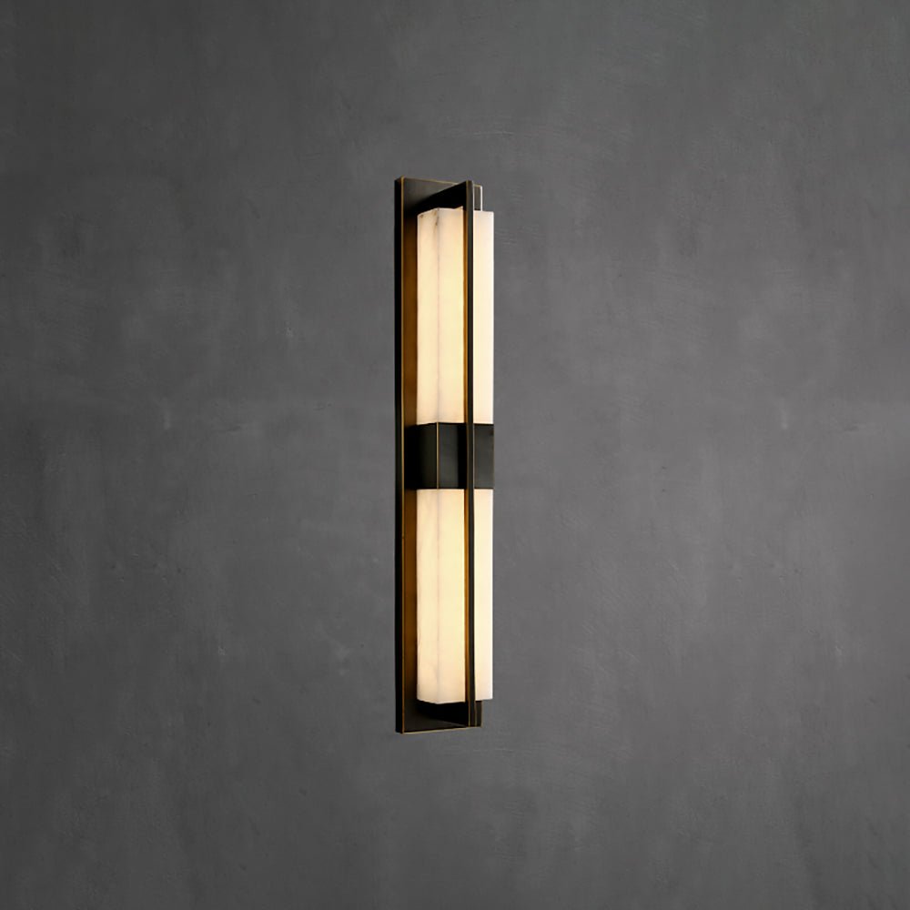 Box Alabaster Brass Wall Light, Hardwired Wall Sconce, detail 27