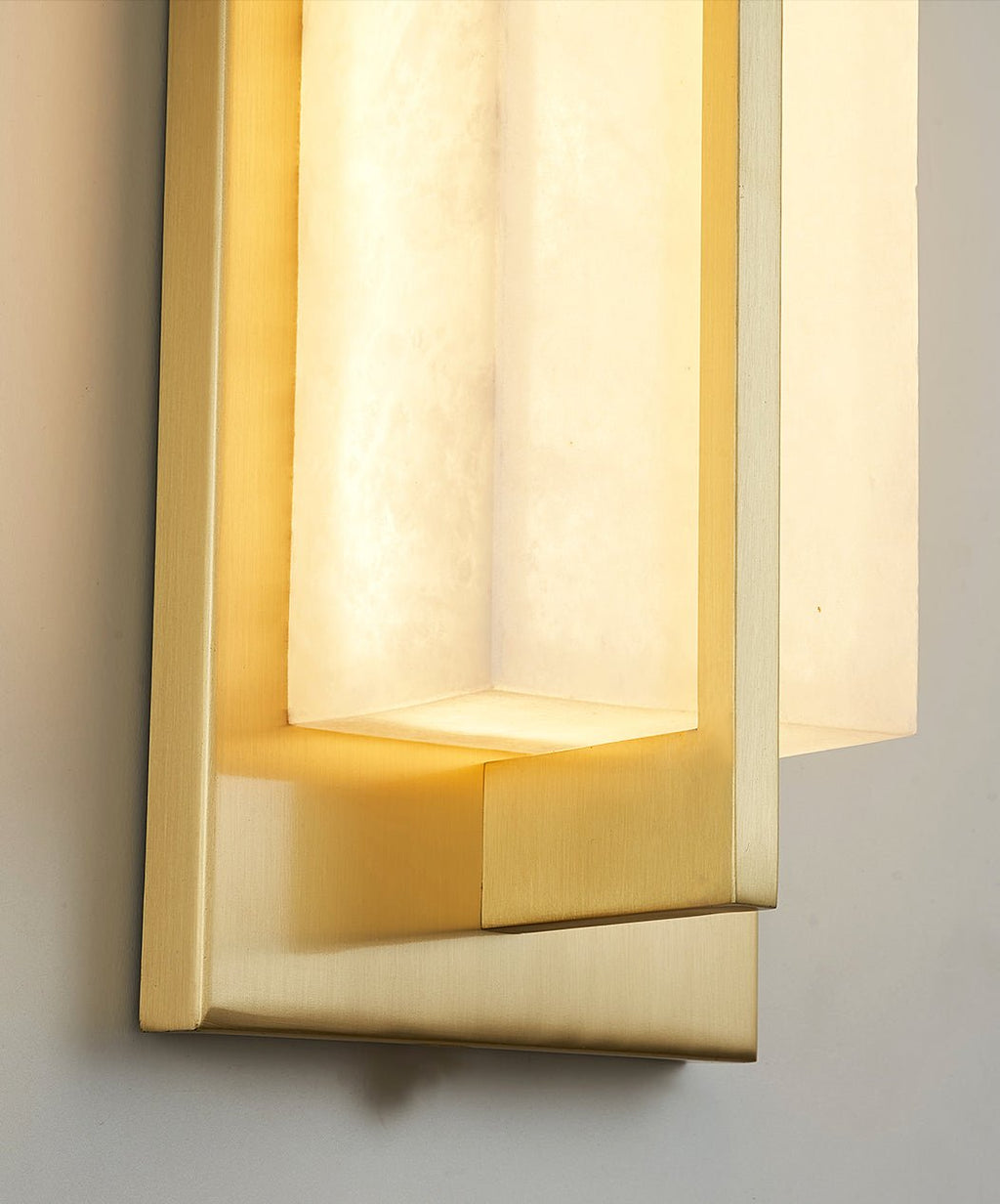 Box Alabaster Brass Wall Light, Hardwired Wall Sconce, detail 23